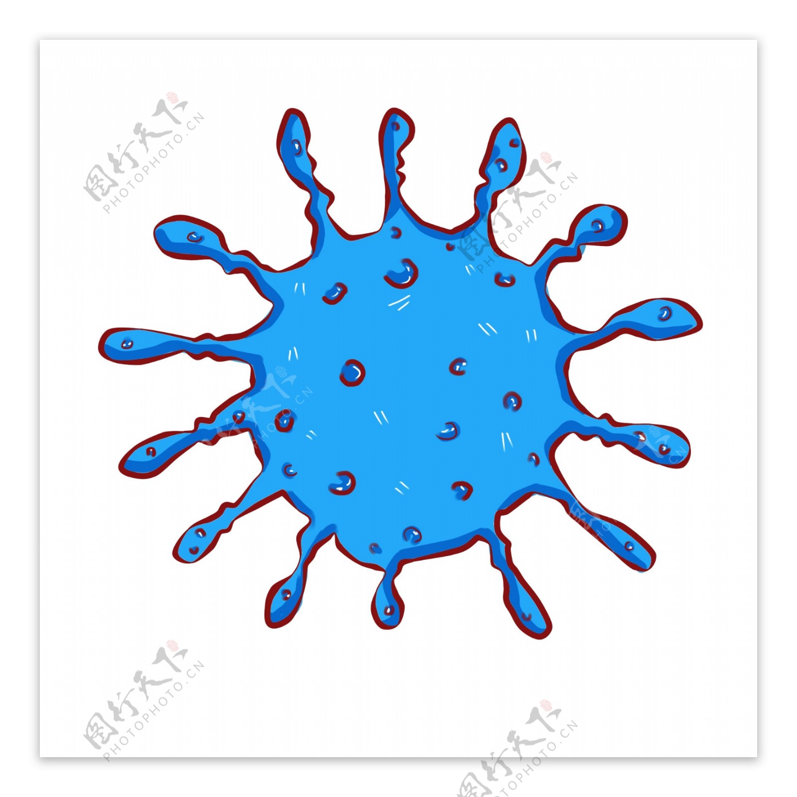 蓝色圆球细菌插画