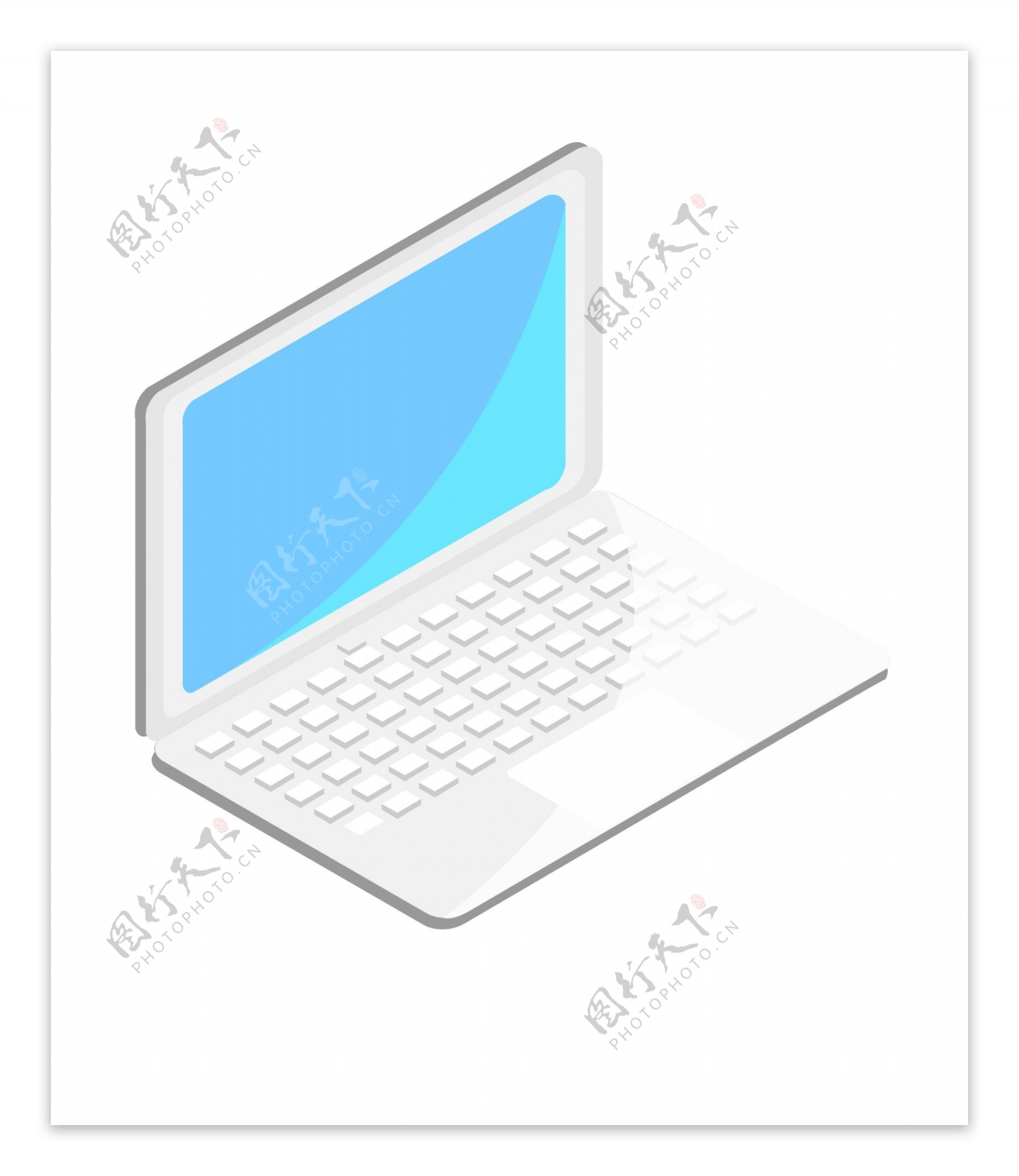 白色的电脑装饰插画
