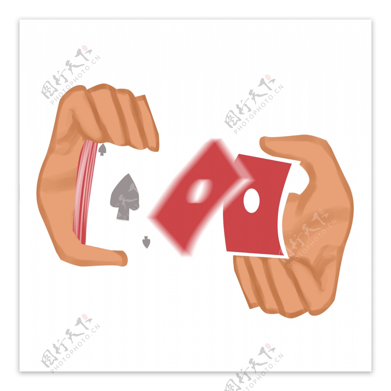 扑克牌洗牌手势插画
