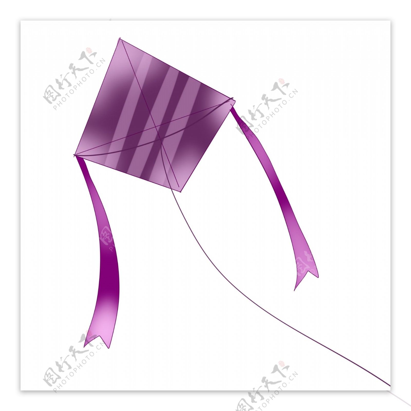 长丝带紫色风筝插画
