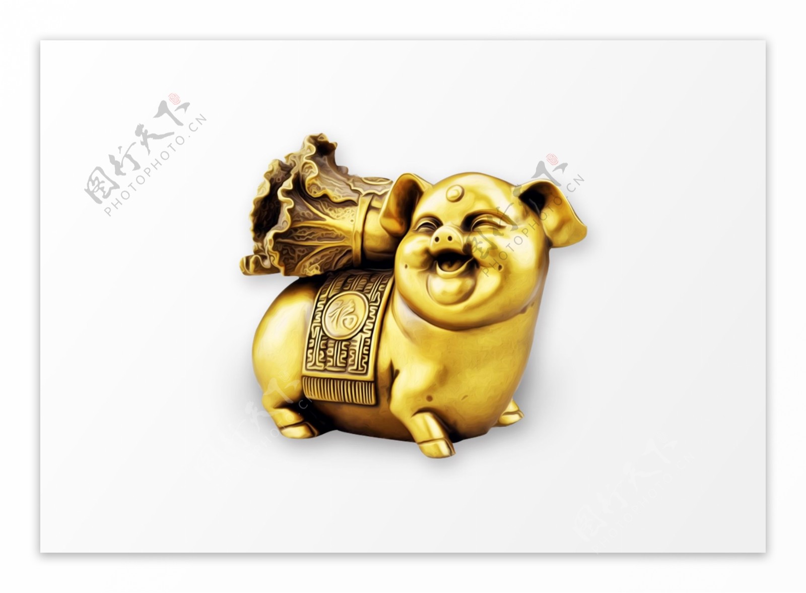 金色活泼小猪雕像