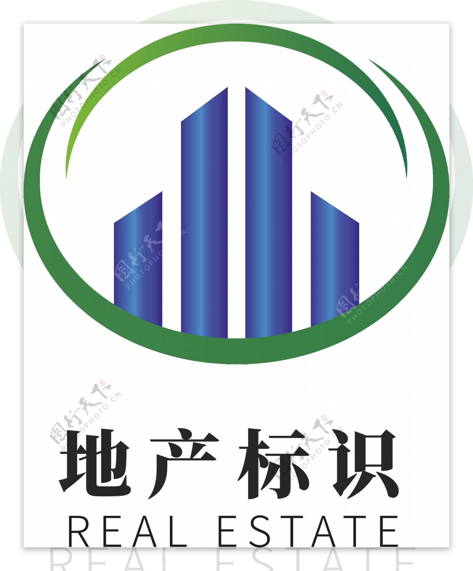 蓝色科技环保房地产企业logo模板