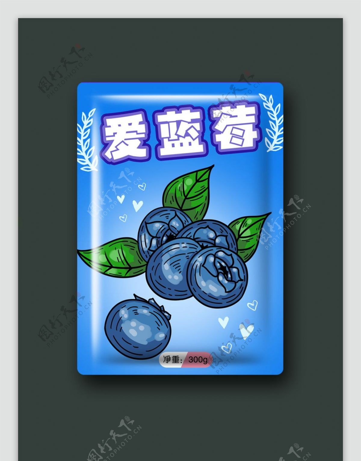 食品包装零水果干食蓝莓插画