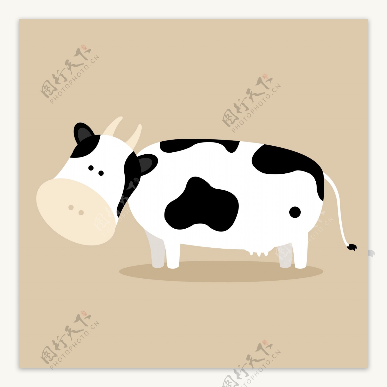 奶牛手绘卡通图案元素