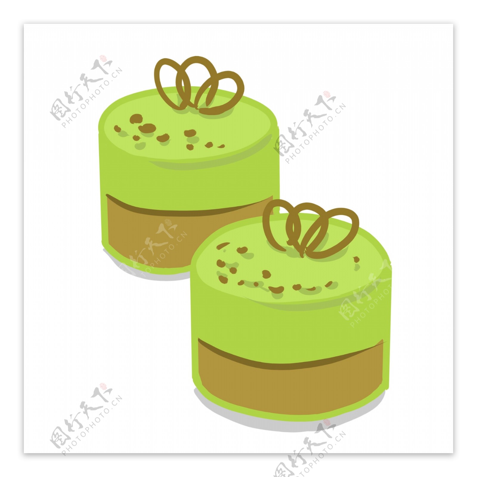 美食绿色蛋糕卡通