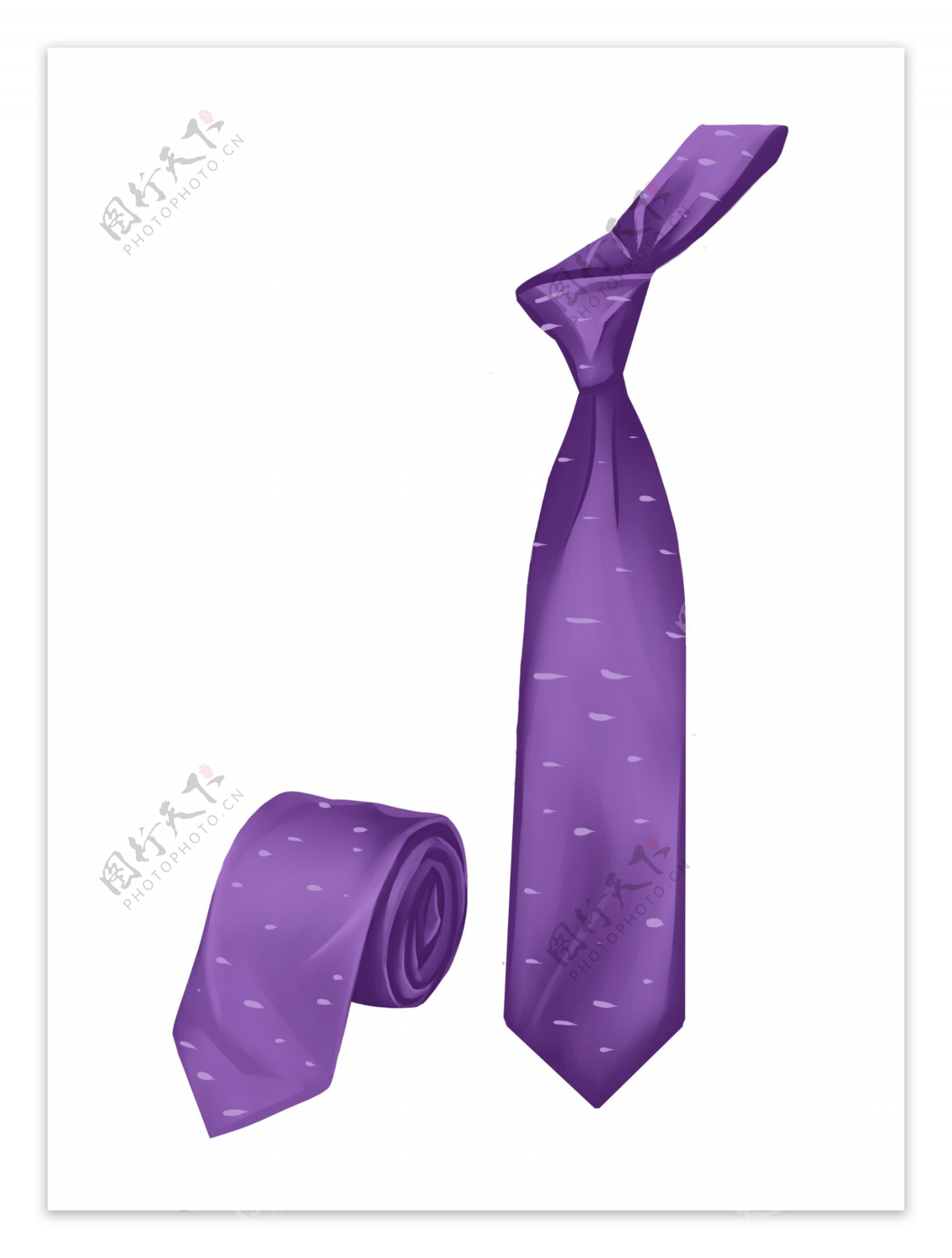 手绘男士物件紫色领带男士用品免抠png