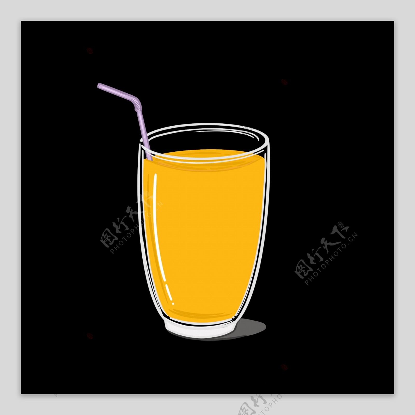 橙色玻璃杯装果汁