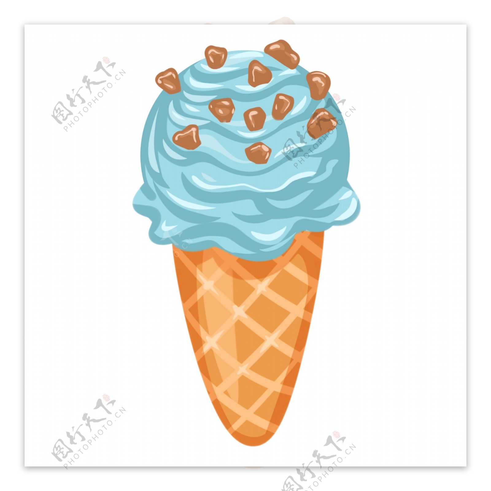 蓝色带巧克力的冰激凌