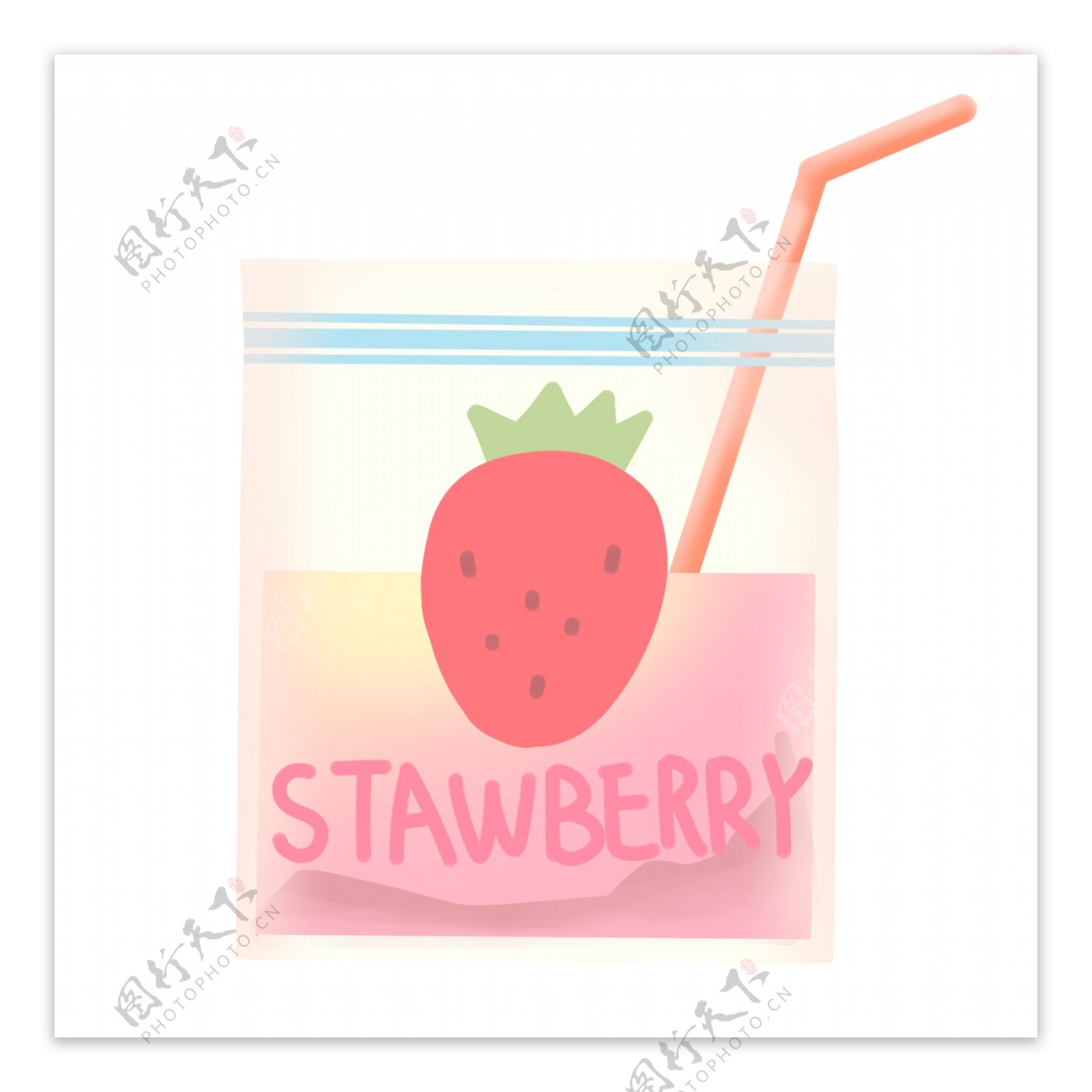 草莓袋装果汁饮料