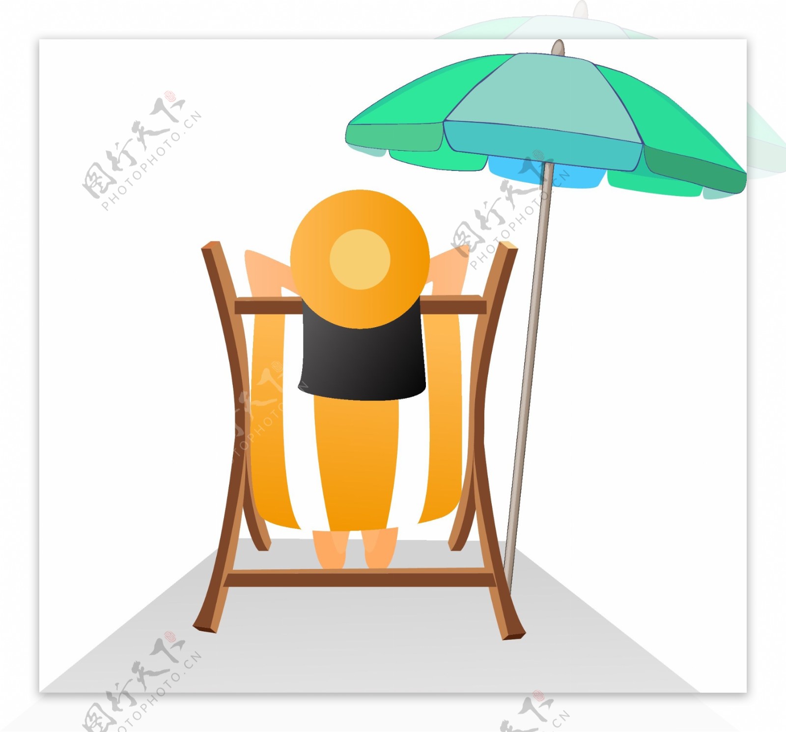 黄色躺椅雨伞