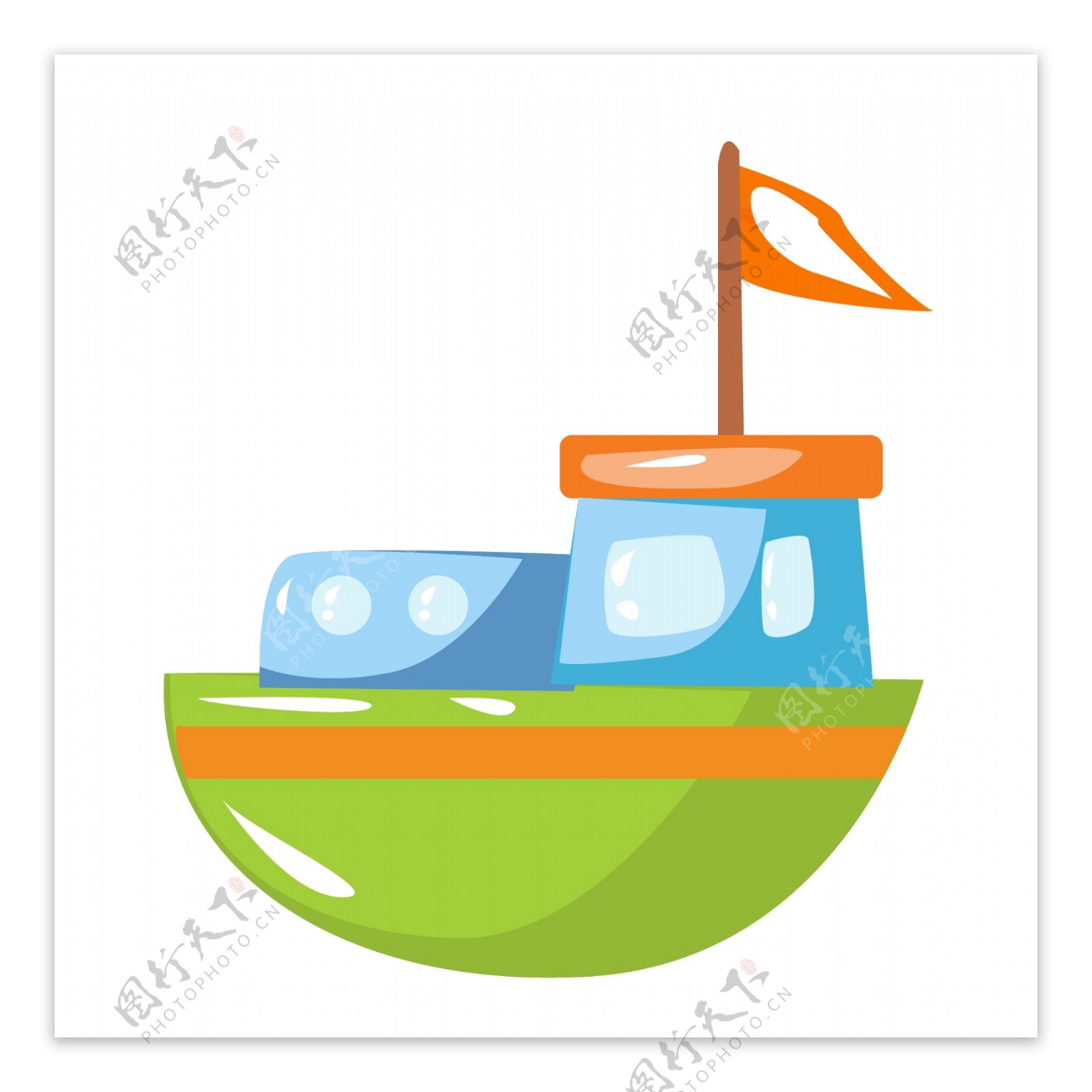 绿色弧形帆船
