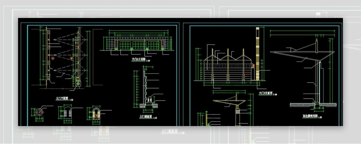 公司小区工厂入口大门施工CAD