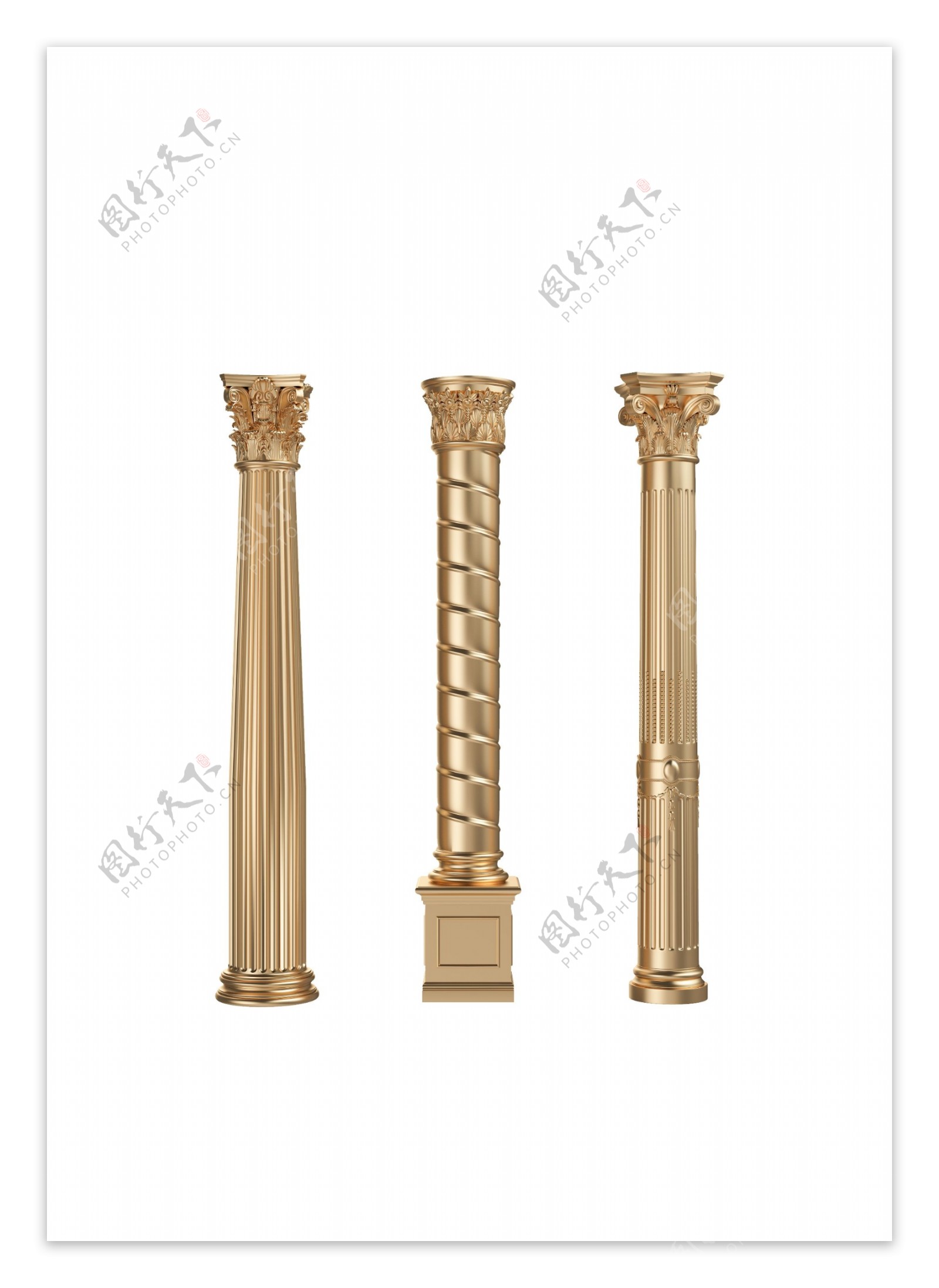 欧式金色罗马柱装饰元素