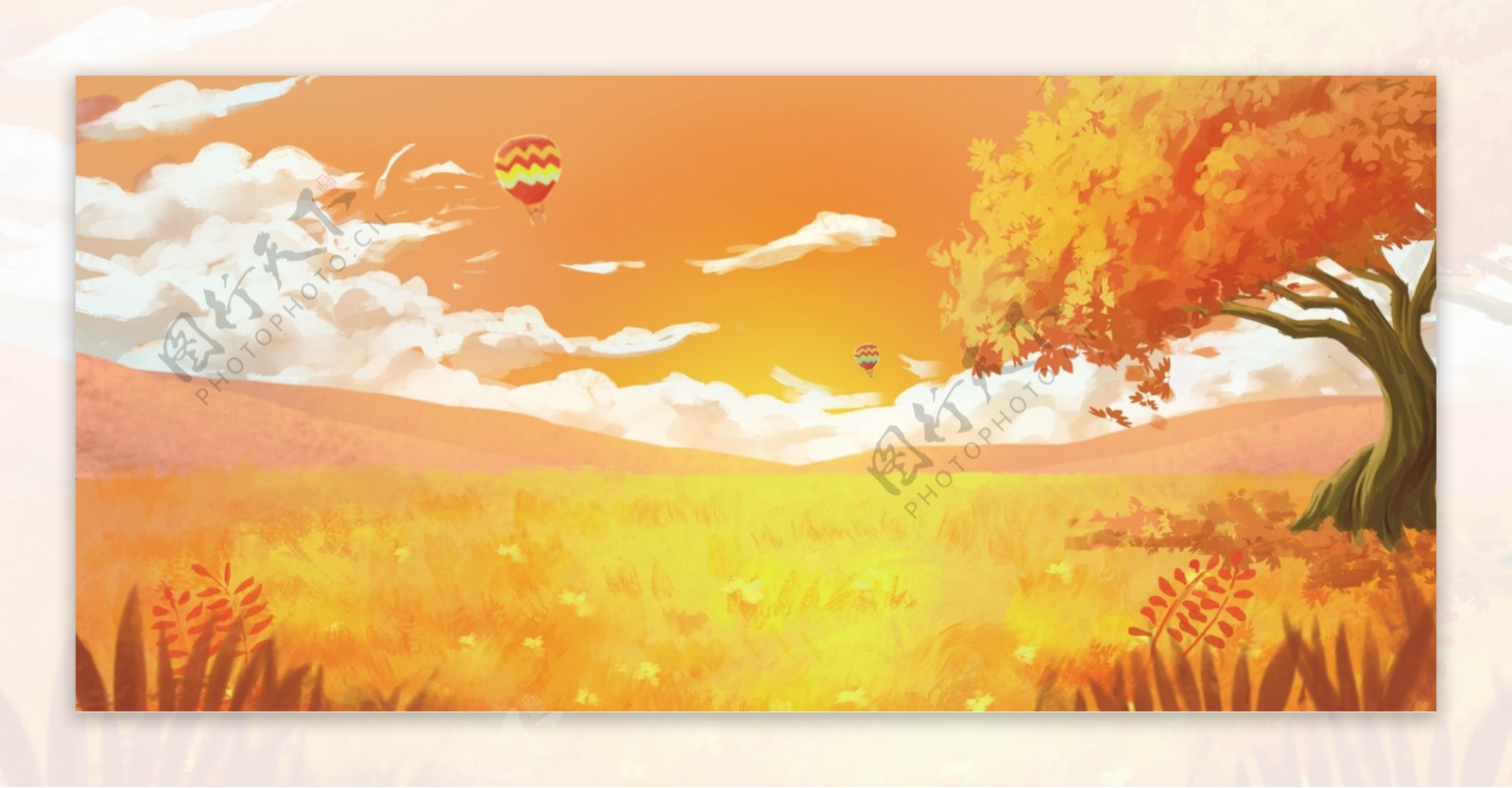 手绘的秋日背景素材