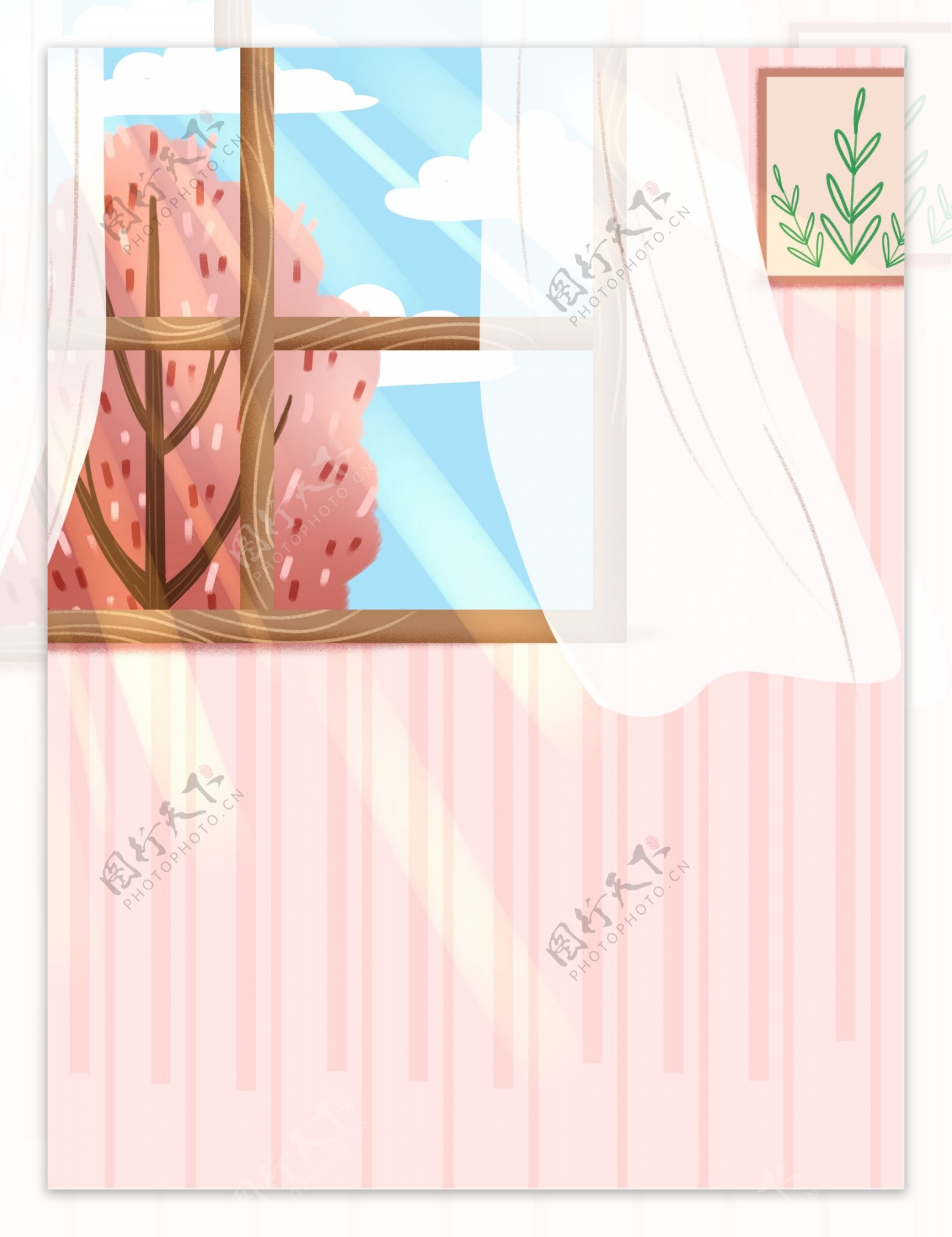 夏季粉色窗户居家背景设计