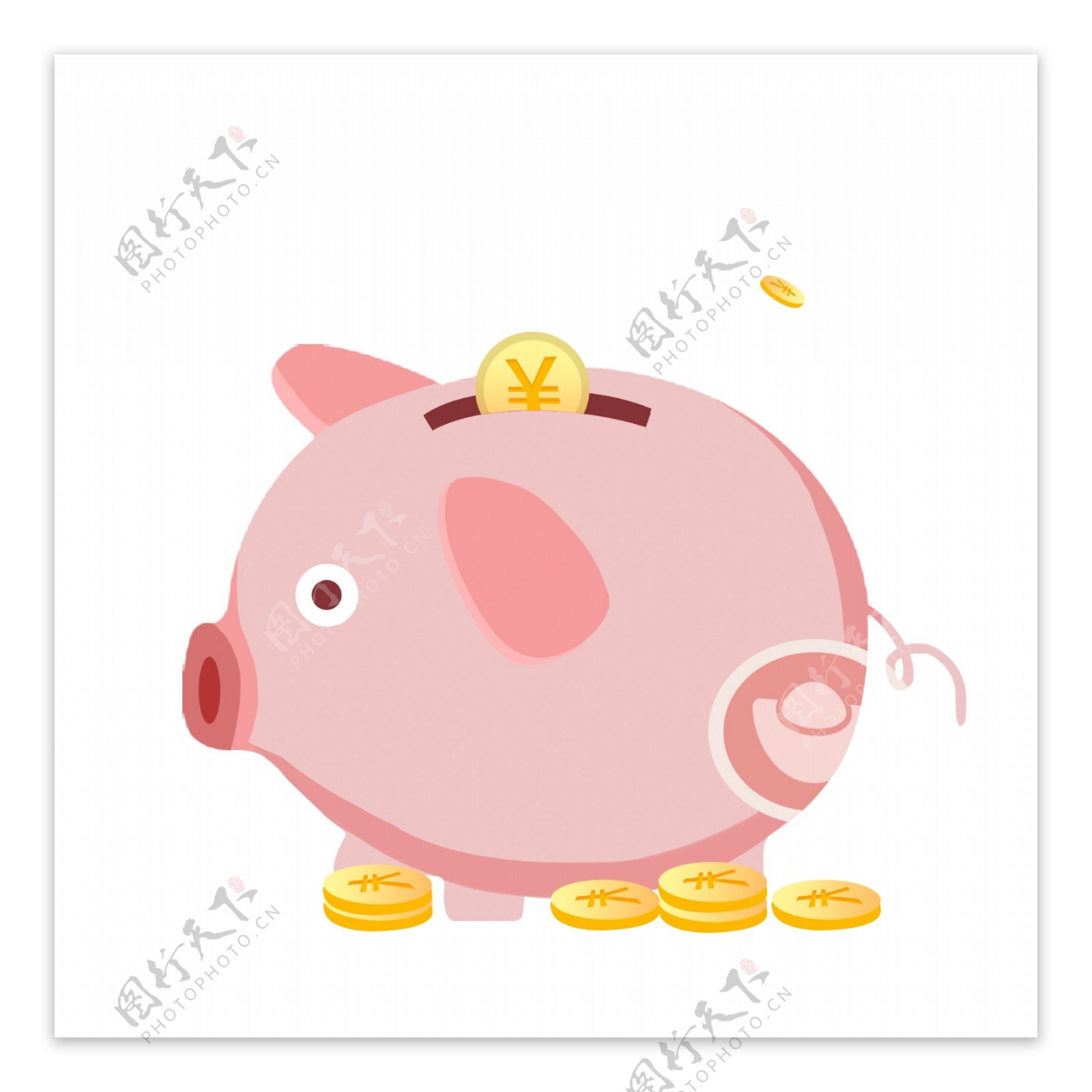 粉色小清新小猪存钱罐插画元素