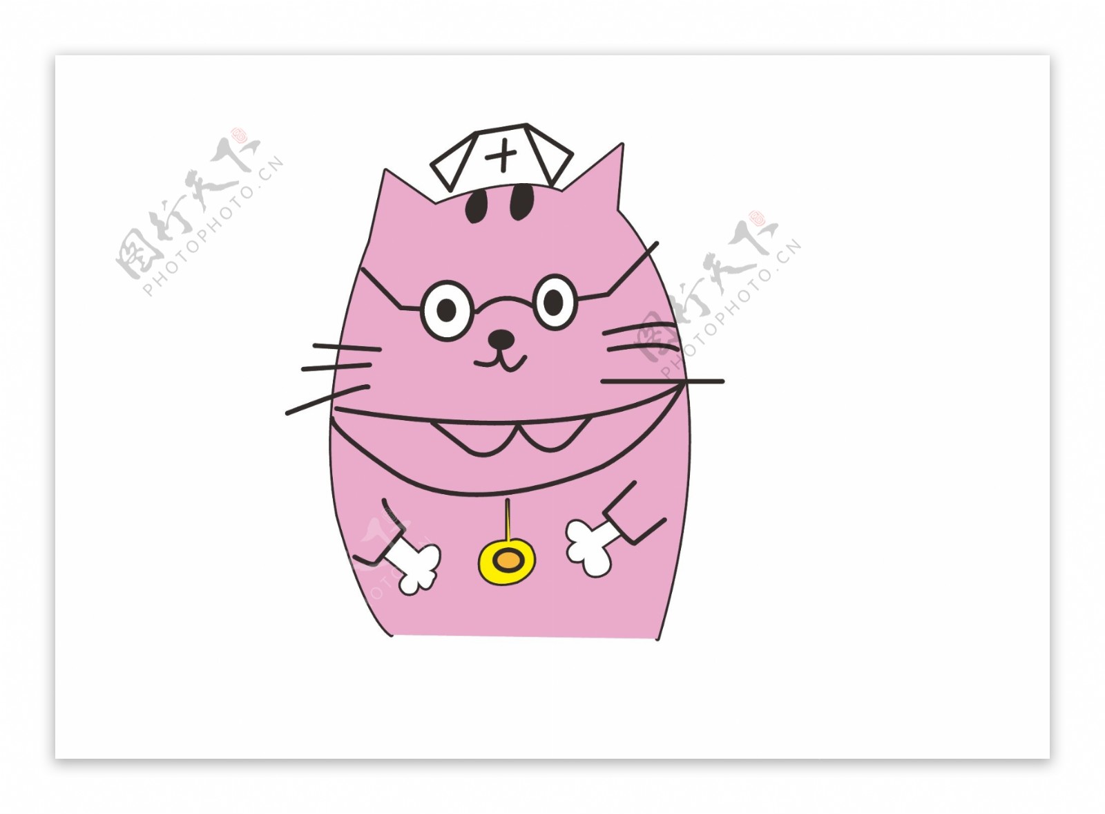 矢量卡通动物猫护士
