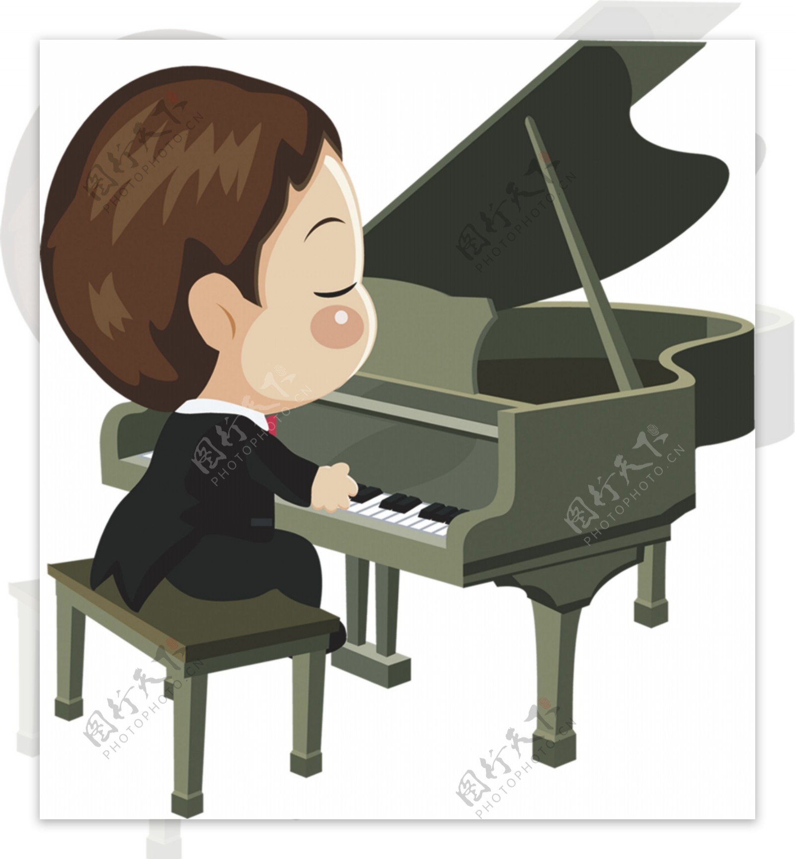 喜欢音乐弹钢琴的男孩