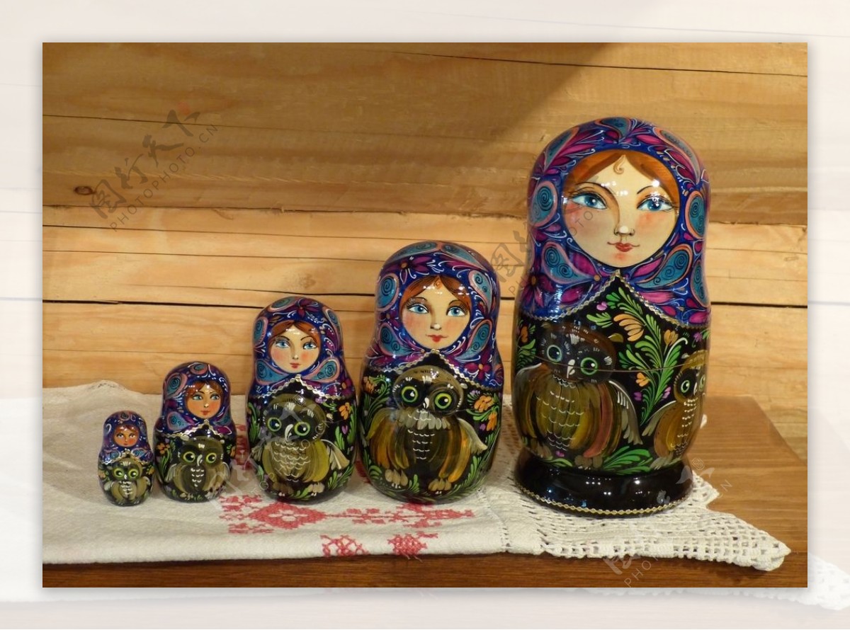 热销木质俄罗斯套娃五 六 七层套娃 手工绘制磨砂精美图案-阿里巴巴