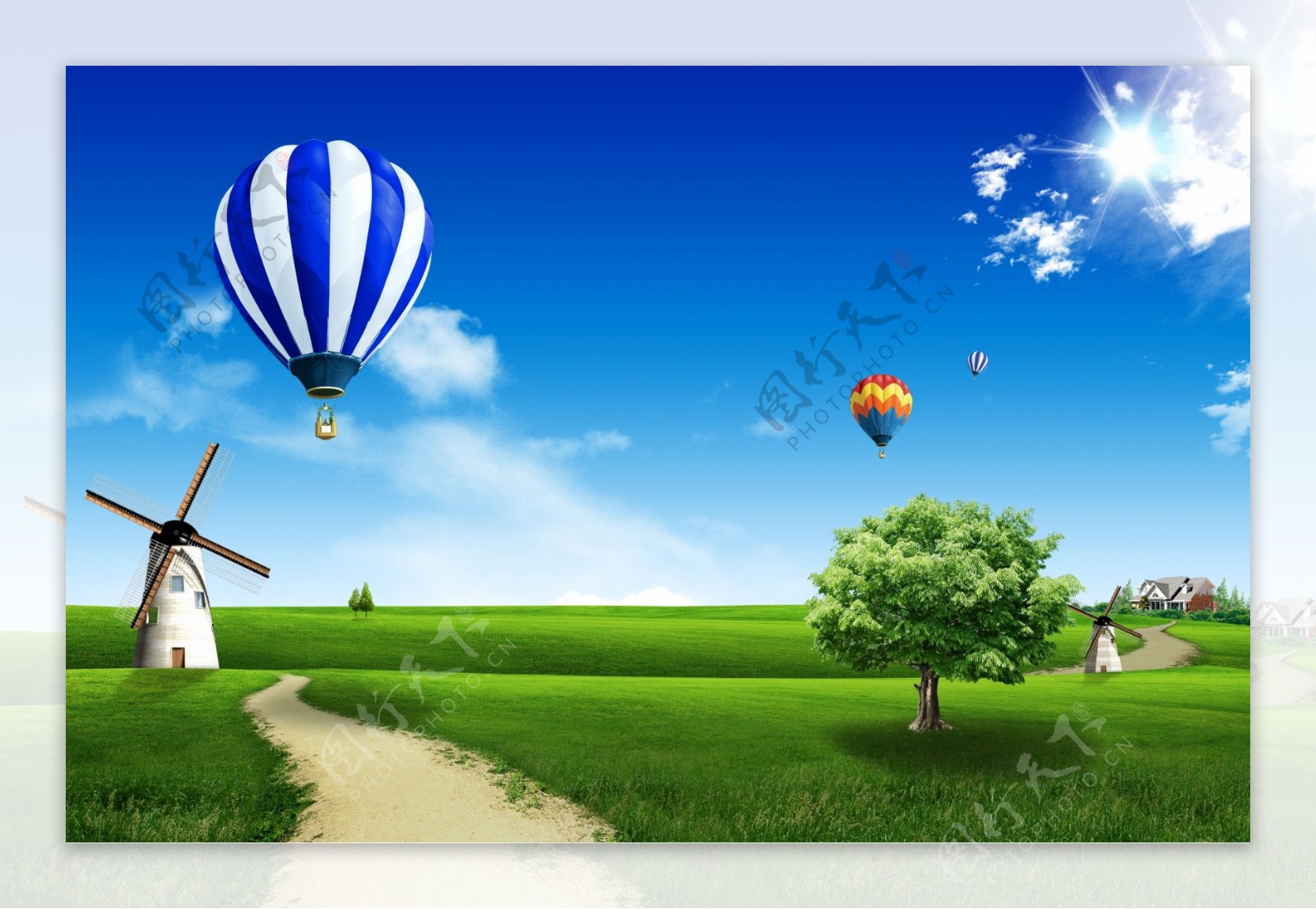 热气球风车草坪