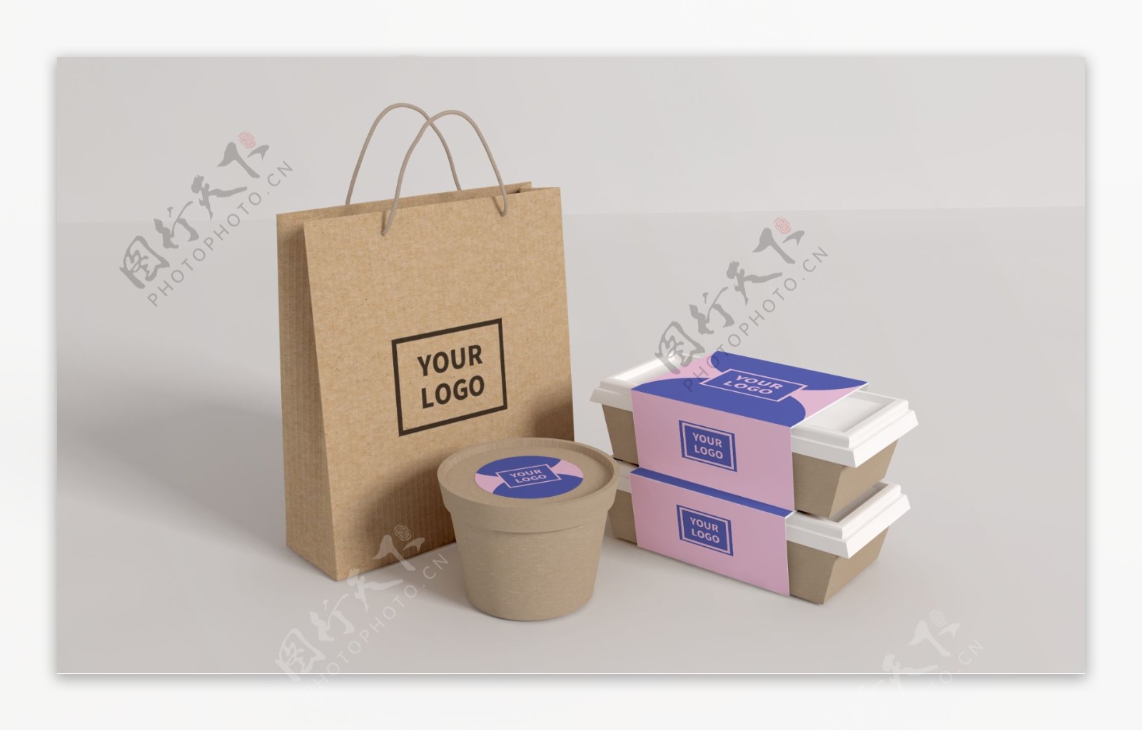 原创模型外卖样机打包盒袋子餐饮打包带