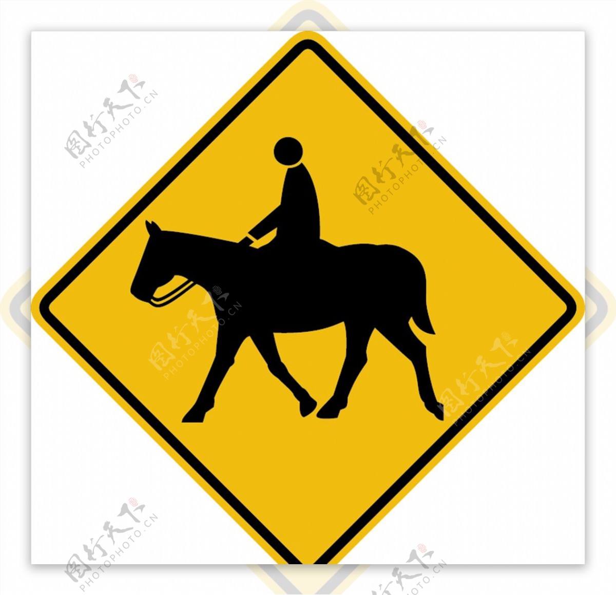 外国交通图标注意骑马