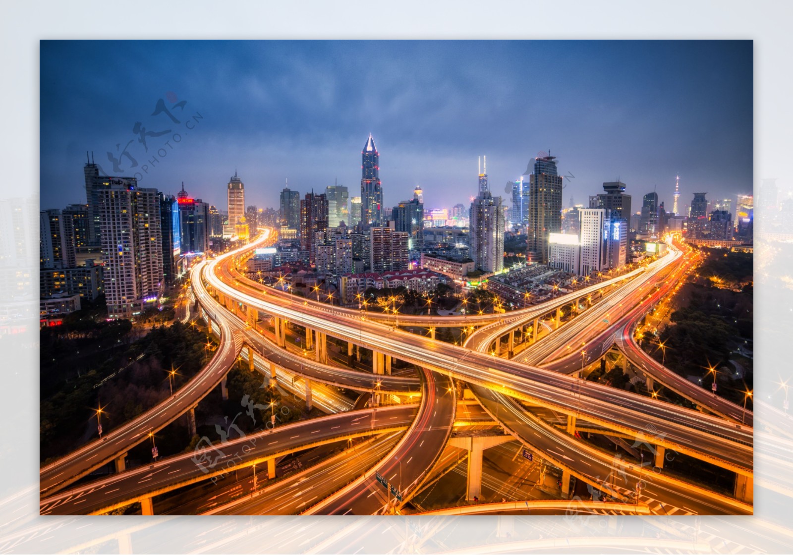 科技城市上海延安路高架城市风光