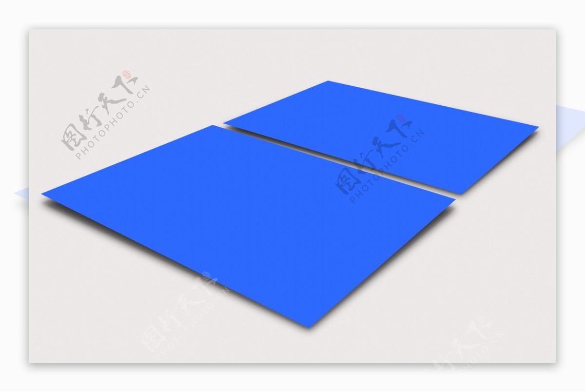 蓝色立体纸张样机模板