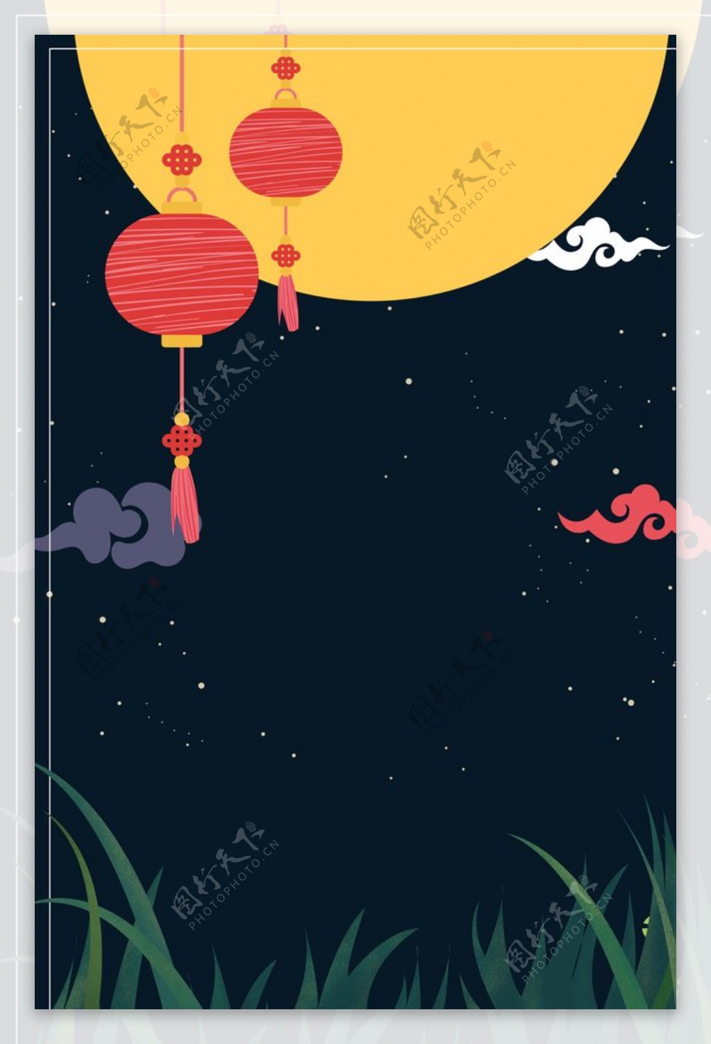 中秋节月亮复古宣传海报