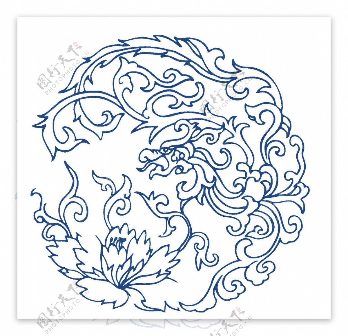 中国风青花瓷花纹图案