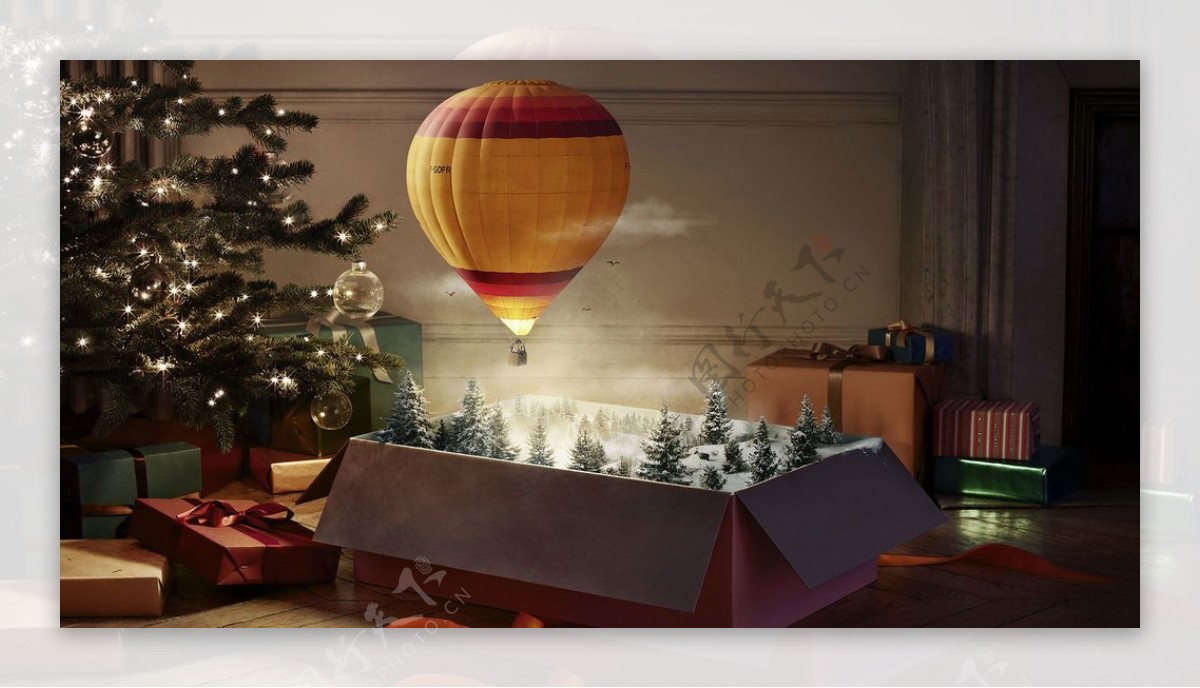 圣诞神奇景色热气球