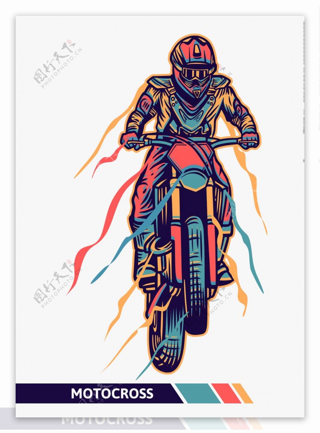 创意摩托车骑手插画插图