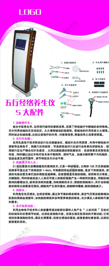 五行经络养生仪5大配件