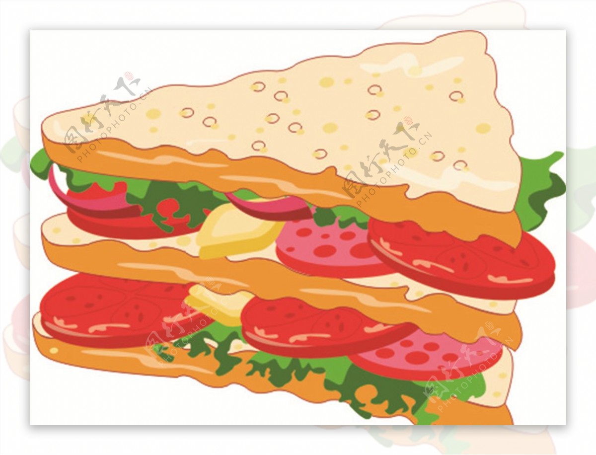 免抠摄影-卡通创意经典美食三明治-好图网