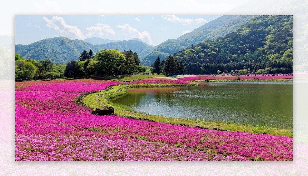 群山湖泊草地天空风景