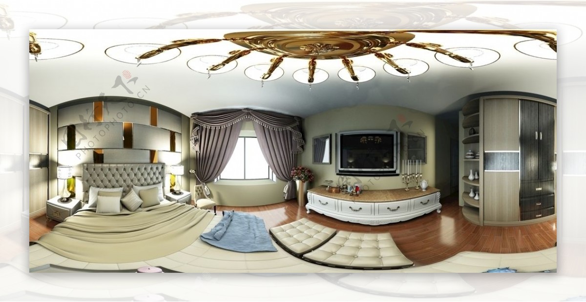 室内欧式主卧360全景图