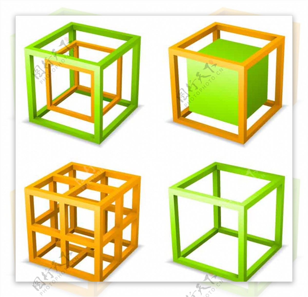 3D图形素材立体方体建筑结构