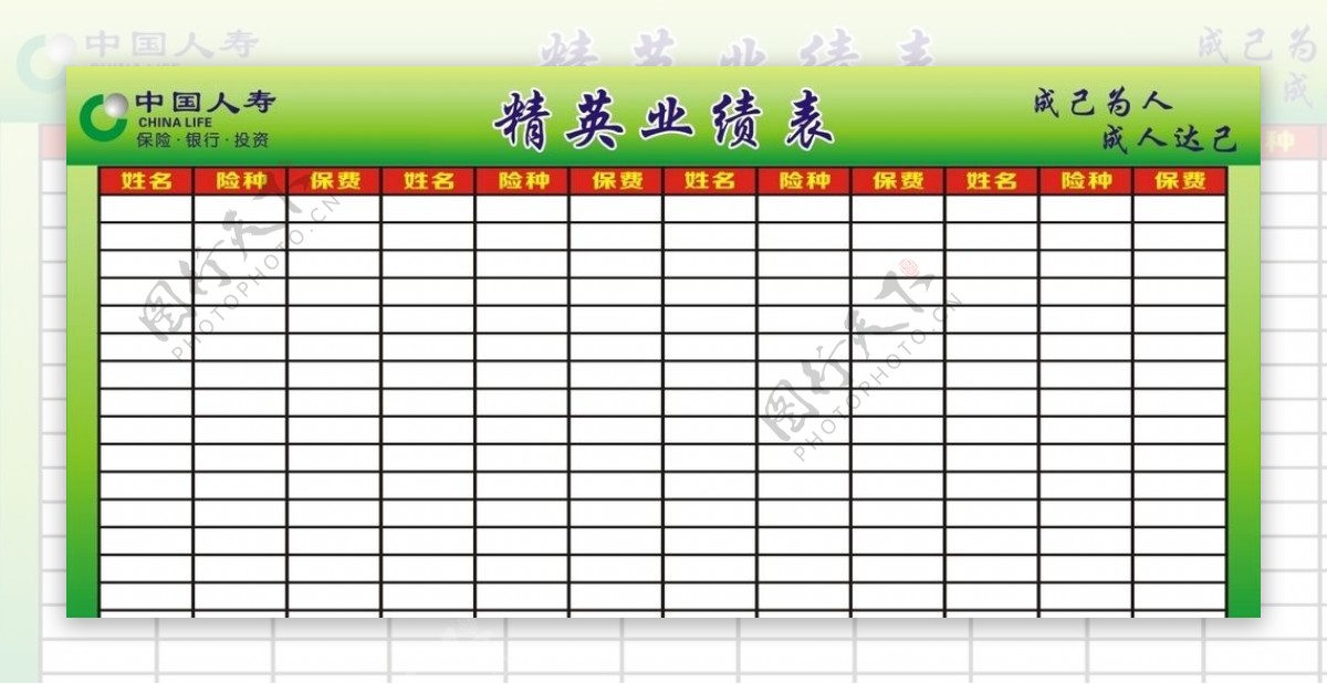中国人寿精英业绩表