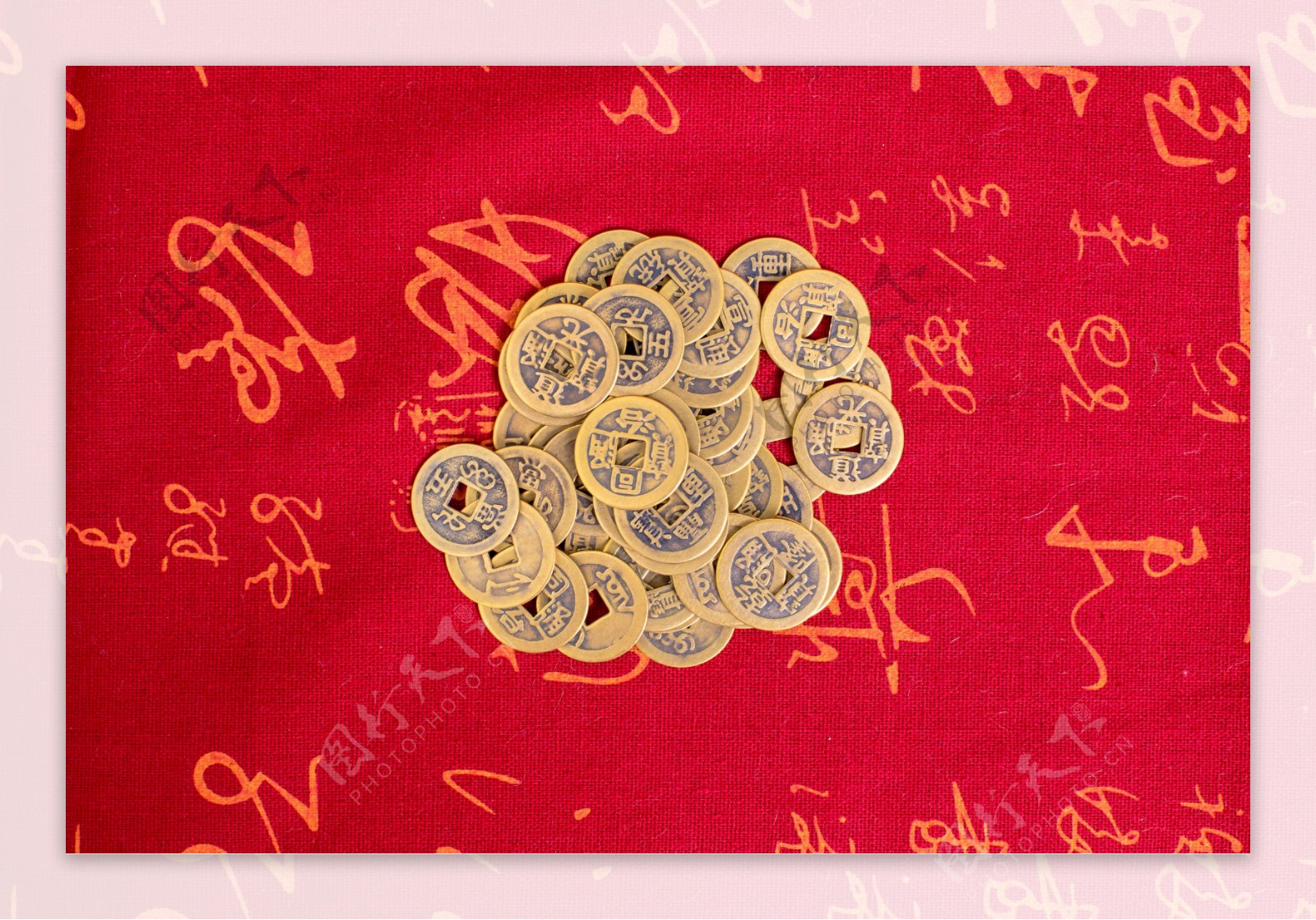 中国风清代铜钱平铺拍摄