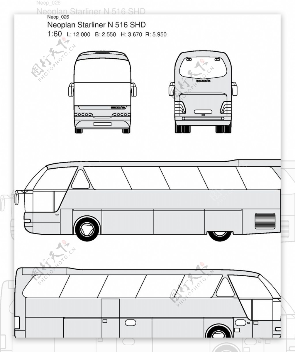 手绘客运汽车