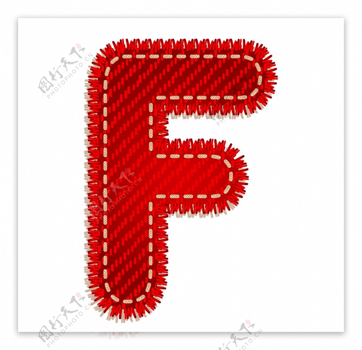英文字母F设计艺术字创意牛仔布