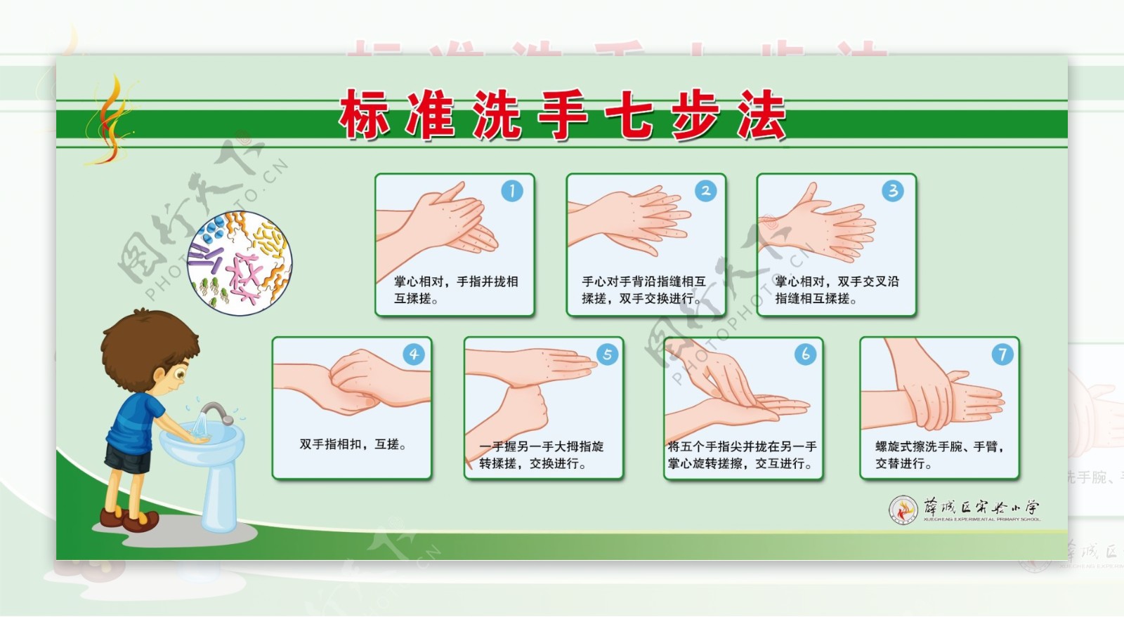 学校标准洗手七步法