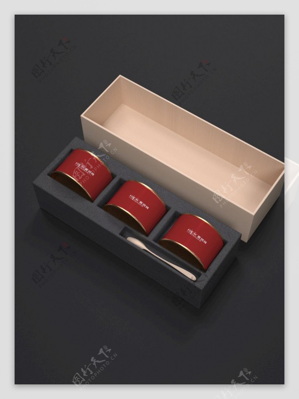 罐装礼盒茶叶包装样机黑色系列