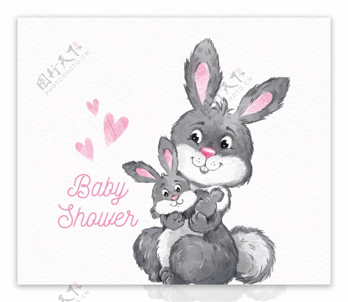 彩绘兔子迎婴派对海报矢量素材