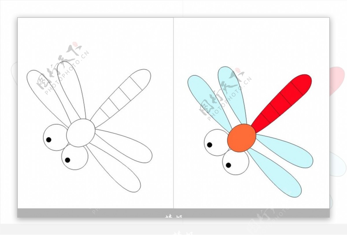 蜻蜓簡筆畫線稿PNG圖案素材免費下載，可愛卡通圖片，尺寸2000 × 2000px - Lovepik