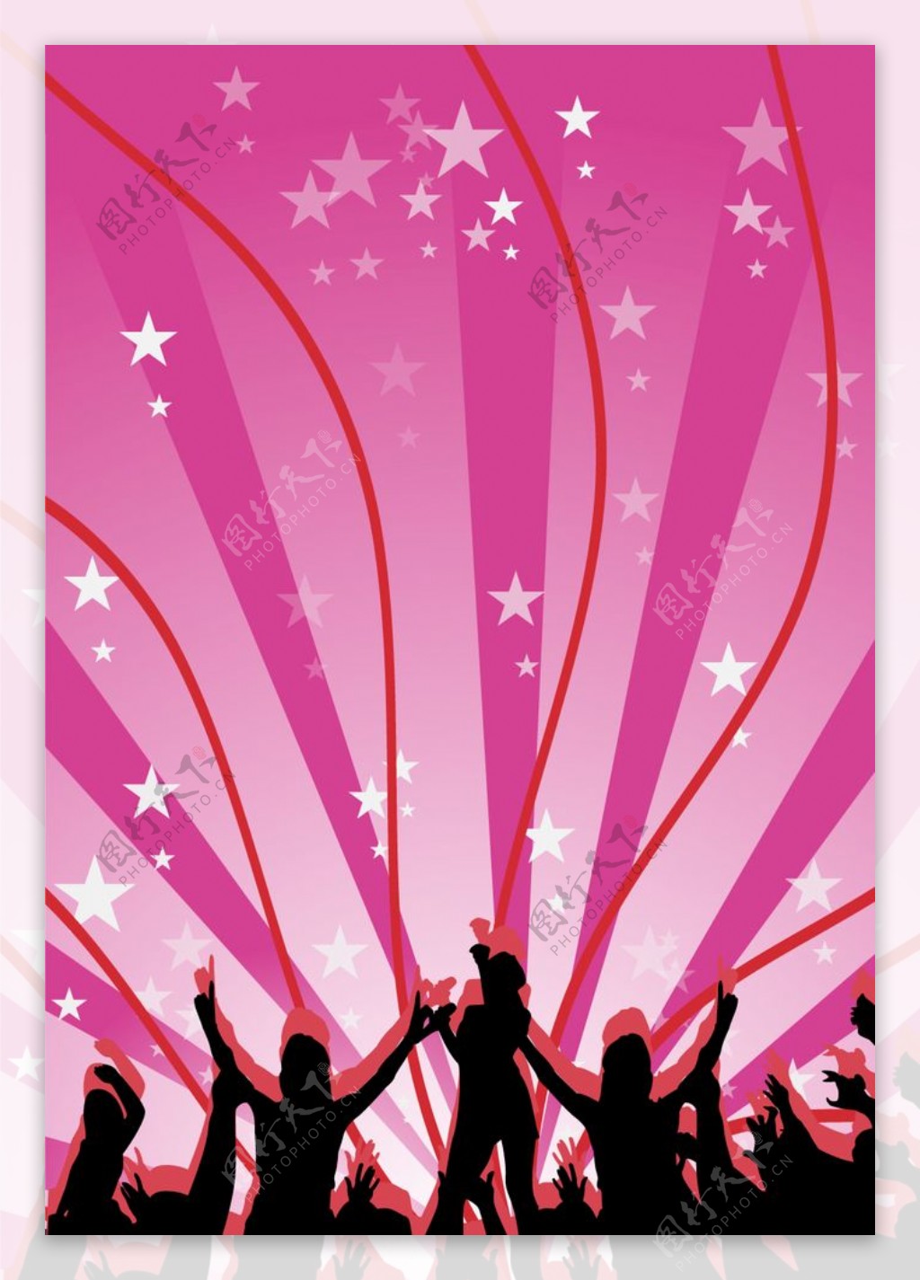 粉色色放射光线音乐节背景