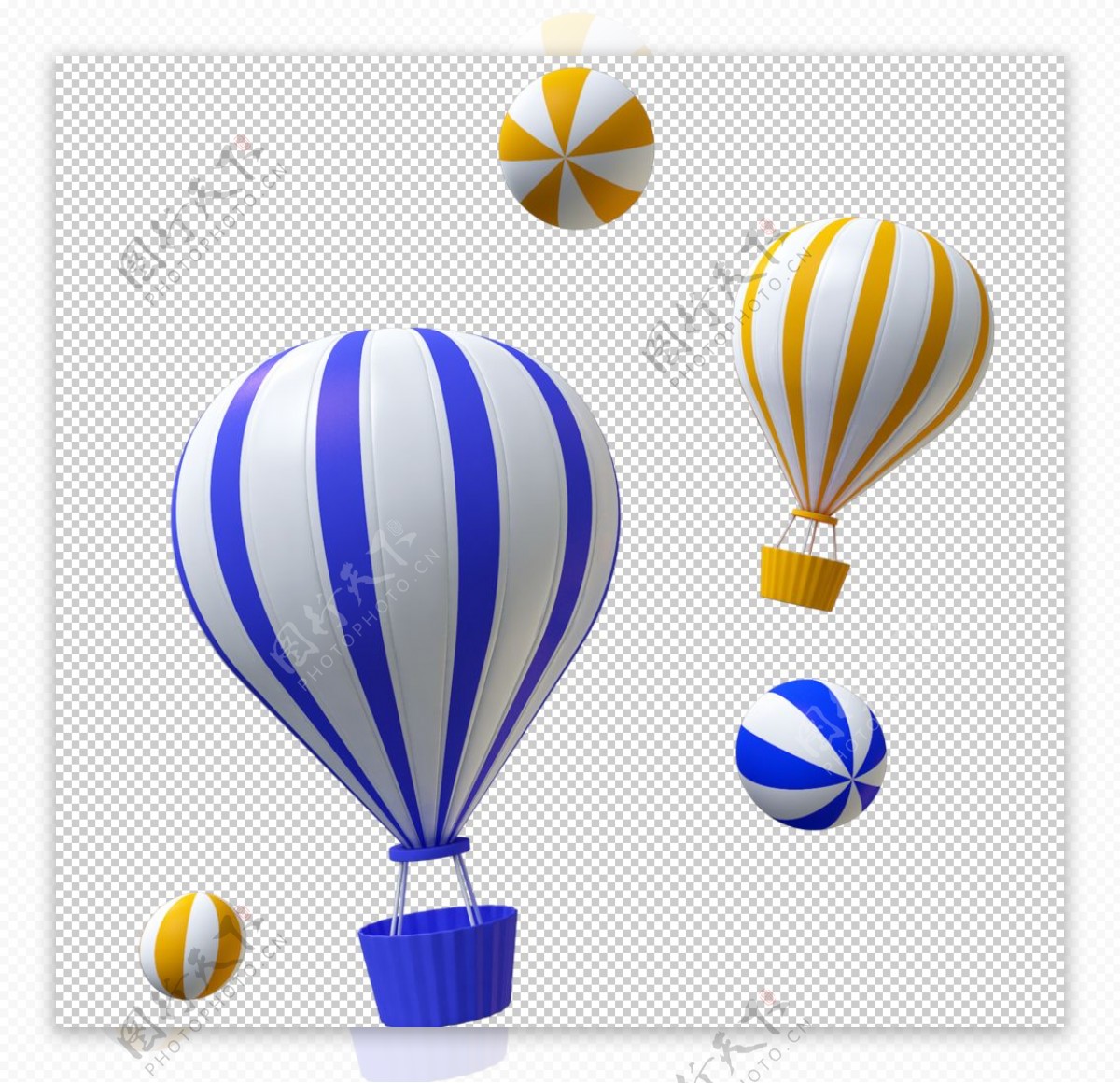 热气球气球蓝色立体海报素材