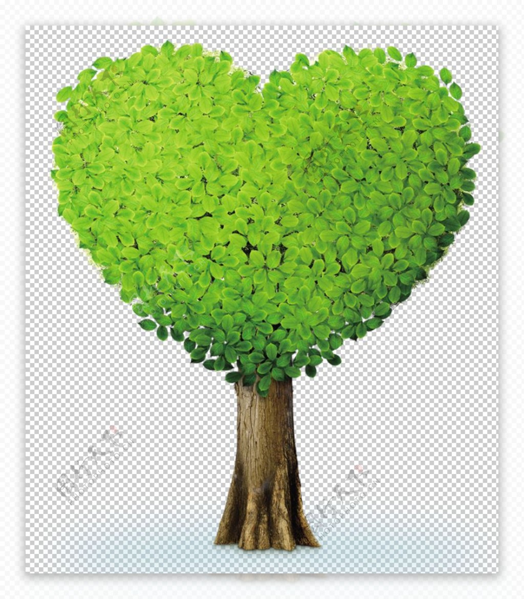 创意爱心绿树免抠元素