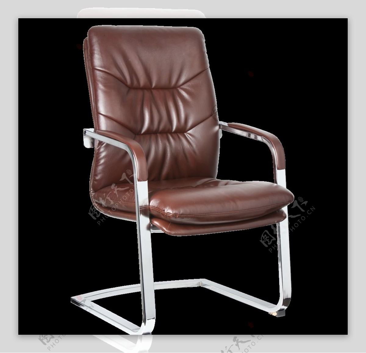 不锈钢褐色带扶手色皮椅45度