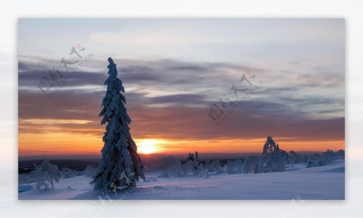 夕阳雪景